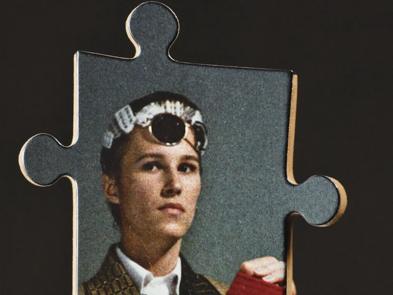 Gros plan sur les bords emboîtés de pièces de puzzle en carton